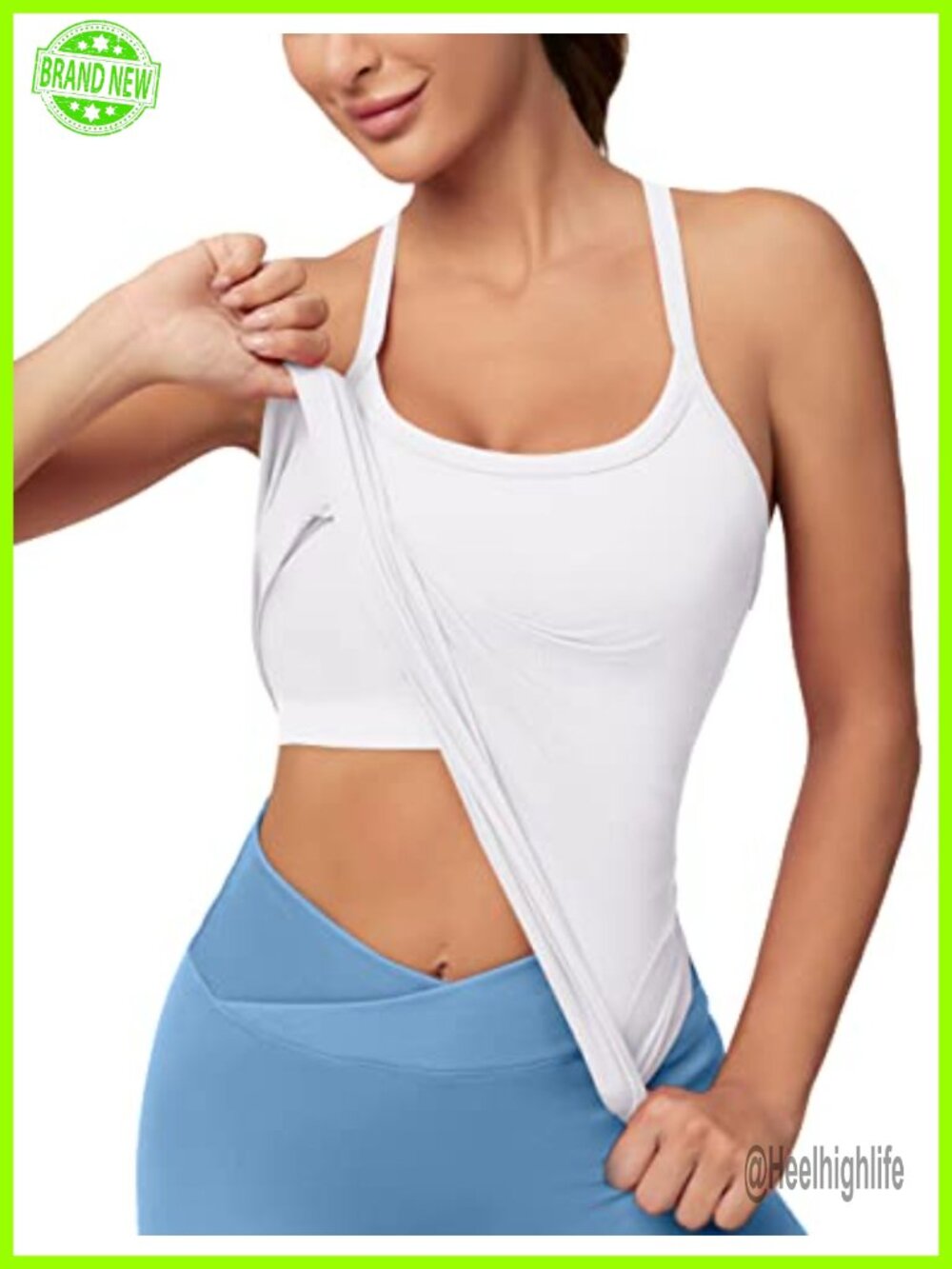Seamless Racerback Tank Top Women's Athletic Yoga Top with Built-In Bra